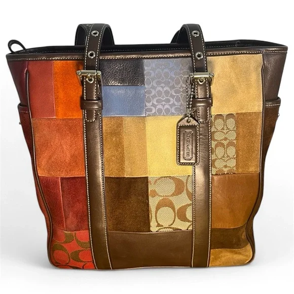 Coach | Bags | Vintage Y2k Coach Fall Colors Patchwork Zip Tote